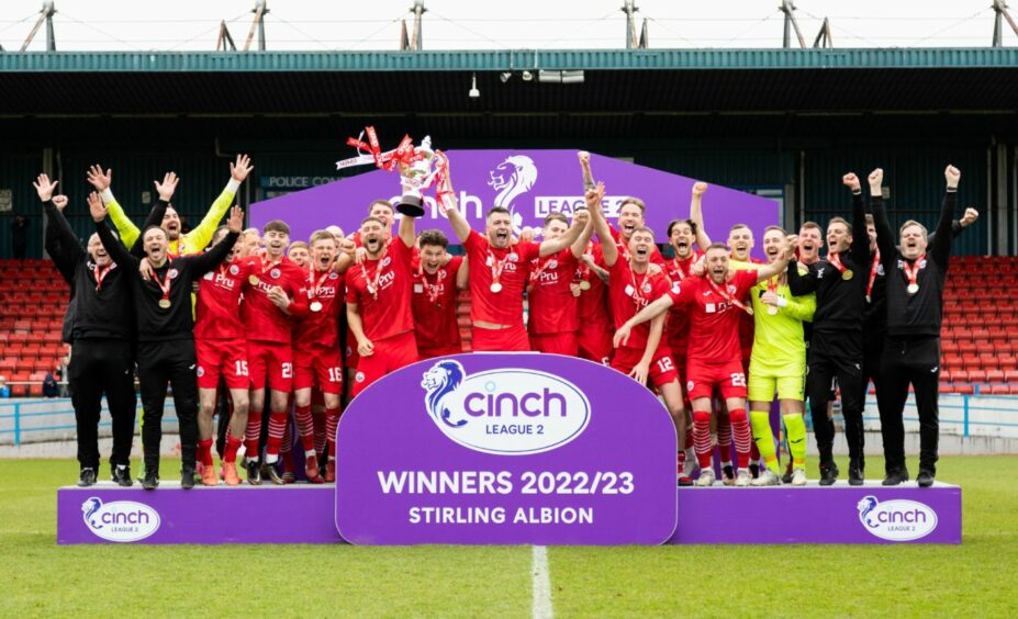 Stirling Albion celebrate their League 2 title