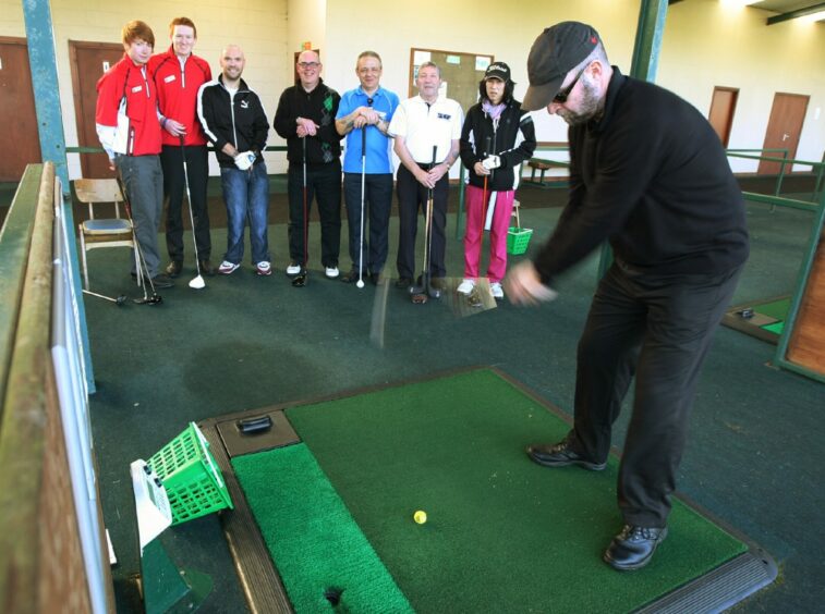 Pictured at Cluny Clays, at the First Swing Clinic for disabled golfers is Jim Gales
