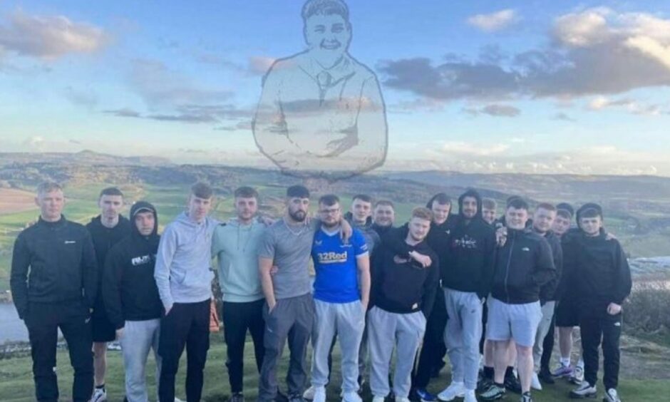 Cameron's friends gathered on Kinnoull Hill.