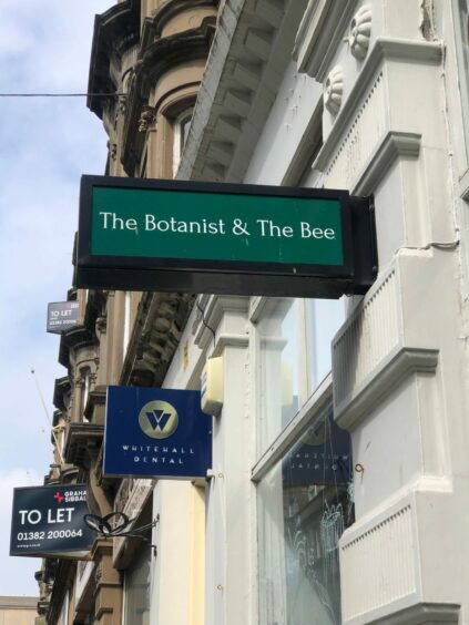 A sign for The Botanist and The Bee. Image: James Simpson/DC Thomson.