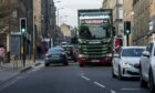 An HGV negotiates a busy Albert Street in Stobswell, Dundee. Image: Alan Richardson Pix-AR.co.uk