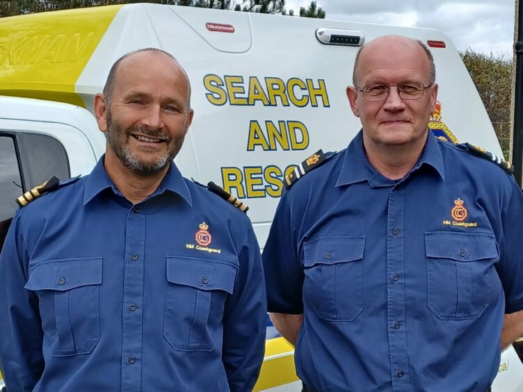 Robbie Robertson (left) and Cameron Rae outside St Andrews Coastguard station. 