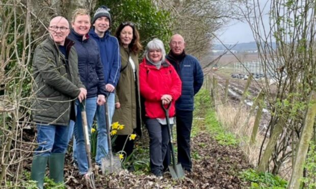 The committee of Friends of The Fairy Steps (from left) Councillor David Cheape, Pamela Manley, Steve McFarlane (secretary), Lesley Marr, Libby McAinsh (treasurer) and Alec Potter (chairman). Image: David Cheape