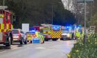 Emergency services at the crash near Markinch. Image: Fife Jammer Locations