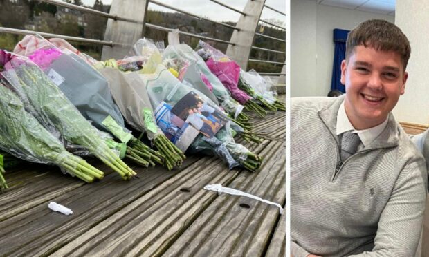 Floral tributes left for Cameron Scott Rae, 20, who died in Perth at the weekend. Image: Kieran Webster/DC Thomson/supplied