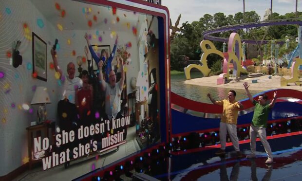 Steven and his family celebrate after he won £500. Image: ITV