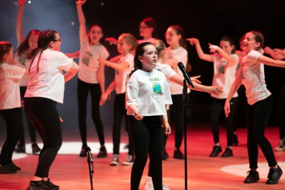 Tulloch Primary pupils preform at the Scottish Primary School Glee Challenge. Image: Kim Cessford/DC Thomson