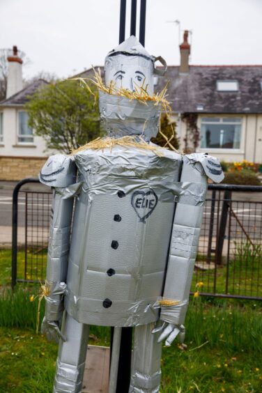 The Tin Man in the playpark.