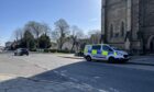 The police car at the scene of the crash in Kirkcaldy.