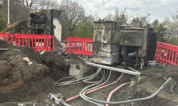 The damaged electrical substation. Image: Neil Henderson/DC Thomson