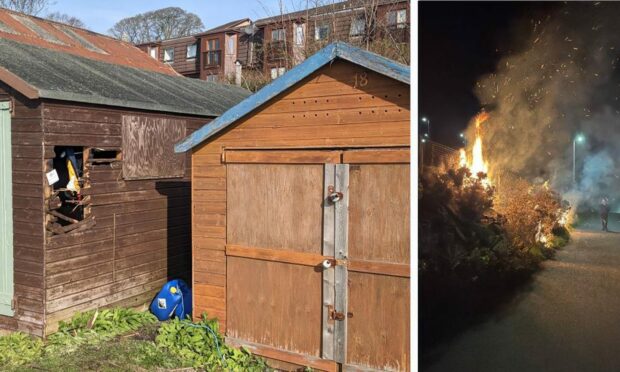 The damaged boat shed and the fire. Image: Niall McGoldrick/Matteo Bell
