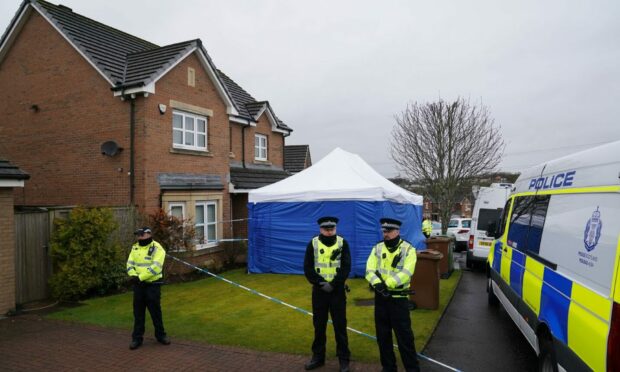 Police outside Nicola Sturgeon and Peter Murrell's house. Image: PA