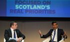 Douglas Ross and Rishi Sunak at the Scottish Tory conference. Image: PA.