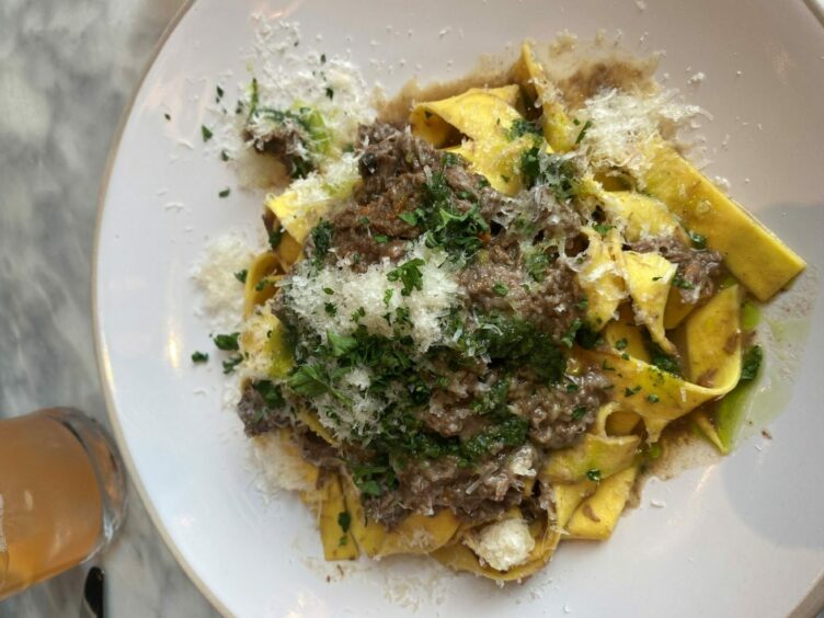 Pappardelle with slow-cooked shin of beer ragu.