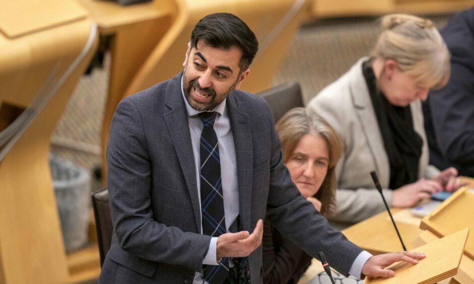 Humza Yousaf speaking in the Scottish Parliament.