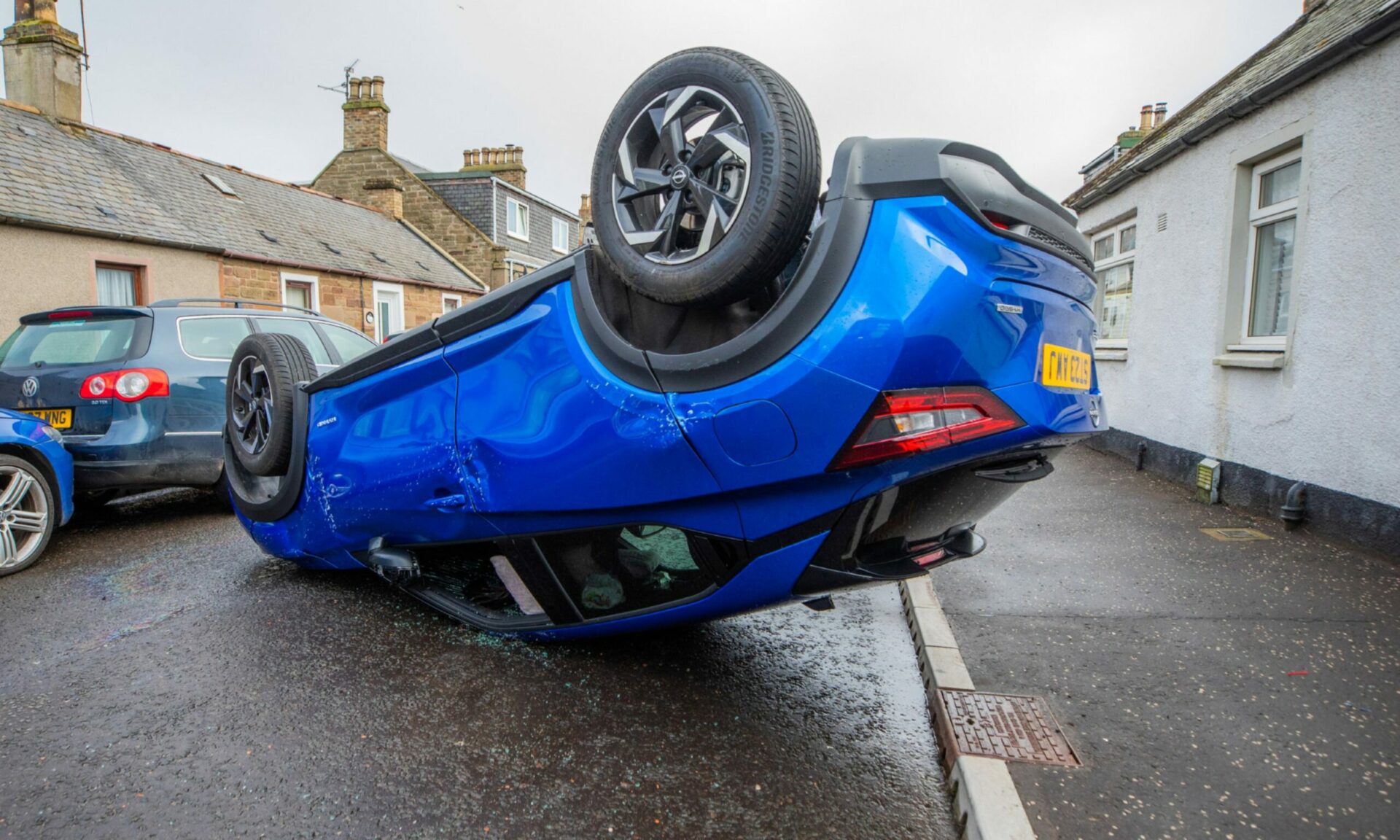 Woman taken to hospital after car flips onto roof in Carnoustie - The ...