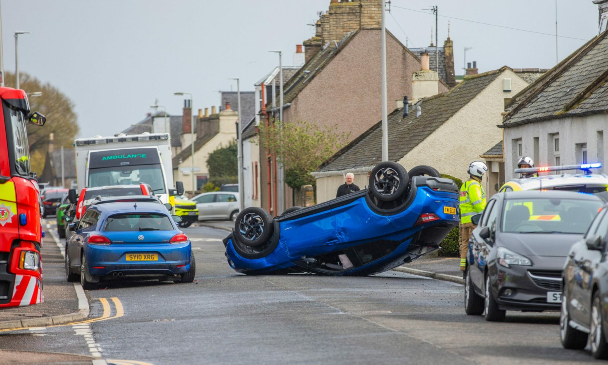 Woman taken to hospital after car flips onto roof in Carnoustie - The ...