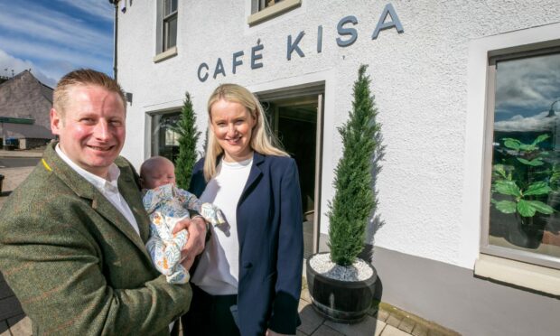 Cafe Kisa owners Samuel Wightman and Kirsty Laird, with their nine-week-old baby Maisie. Image: Steve Brown/DC Thomson