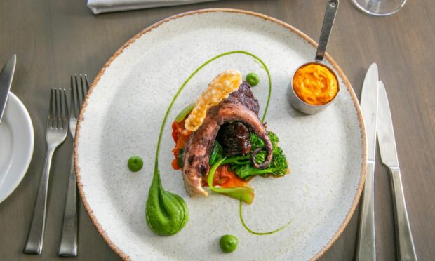 Why not try the braised octopus with Char Shui pork cheek, broccoli and kimchi at Rufflets St Andrews. Image: Steve Brown/DC Thomson