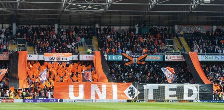 A tifo display by Dundee United fans at Tannadice 