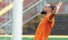 Steven Fletcher celebrates a goal for Dundee United at Tannadice, Dundee