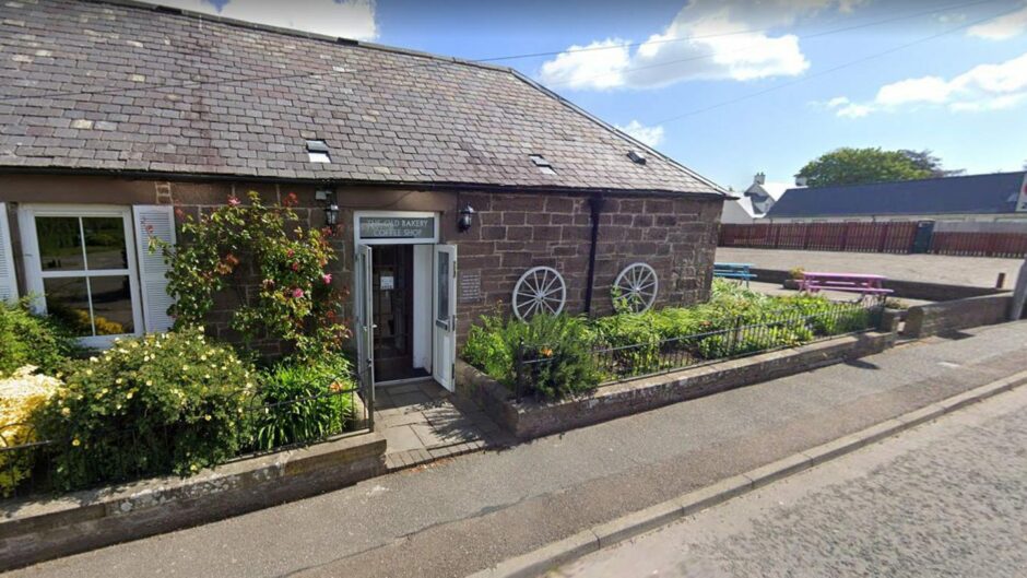 The Old Bakery Coffee Shop in St Cyrus and neighbouring car park. 