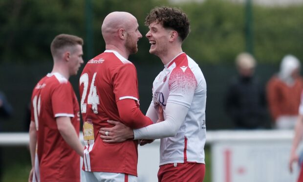 Brechin City skipper Euan Spark battled with Spartans star Cammy Russell. Image: Alex Todd, Sportpix.org.uk