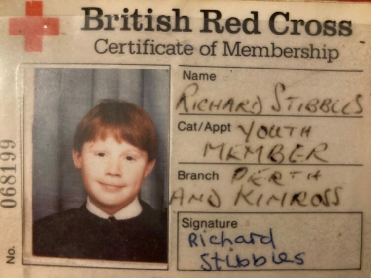 A picture of Richard Stibbles' British Red Cross membership card from when he was a child.