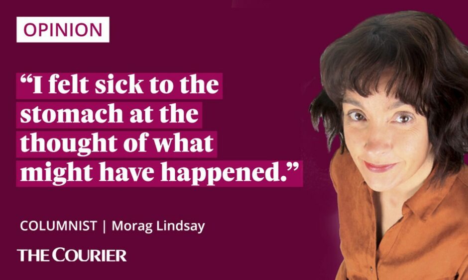 The writer Morag Lindsay next to a quote: "I felt sick to the stomach at the thought of what might have happened."