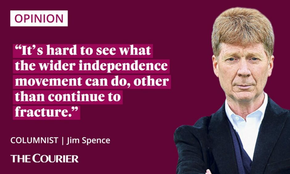 The writer Jim Spence next to a quote: "It’s hard to see what the wider independence movement can do, other than continue to fracture."