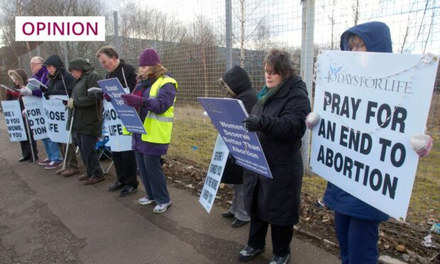 Ant-abortion protesters outside the Queen Elizabeth Hospital, Glasgow.