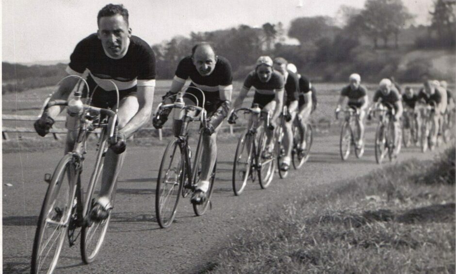 Harry Briggs takes the lead during a club race in the 1940s. Image: Supplied.