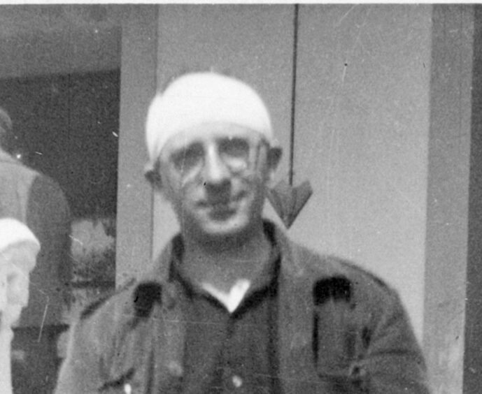 Tom Clarke recuperating at Benicassim after having a bullet removed from his skull. He was the last-surviving Dundee member of the international brigades when he died in September 2001. Image: Mike Arnott.