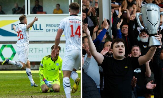 The Pars fans were jubilant after Matty Todd made it 2-0 to Dunfermline. Images: SNS.