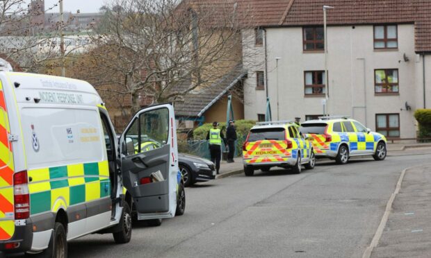 Police Scotland at the incident in Strathairlie Avenue, Arbroath. Image: Wallace Ferrier