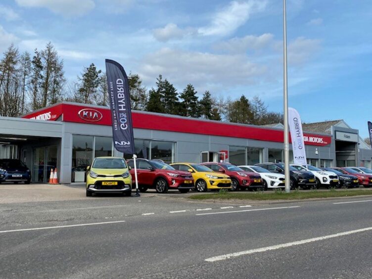 An aerial shot of Fiskens of Forfar. Fiskens is a great angus car dealership.