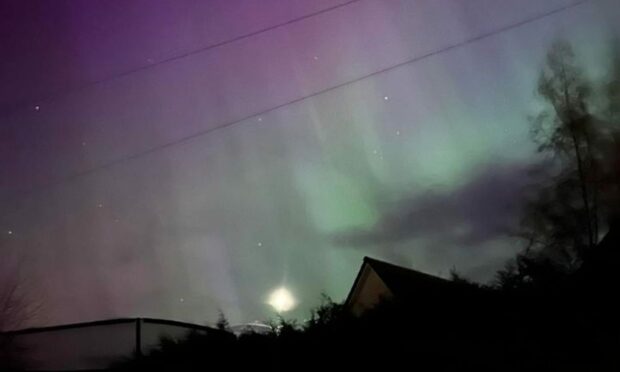 The aurora borealis in the skies above Kirriemuir in April 2023. Image: Vicky Reynolds