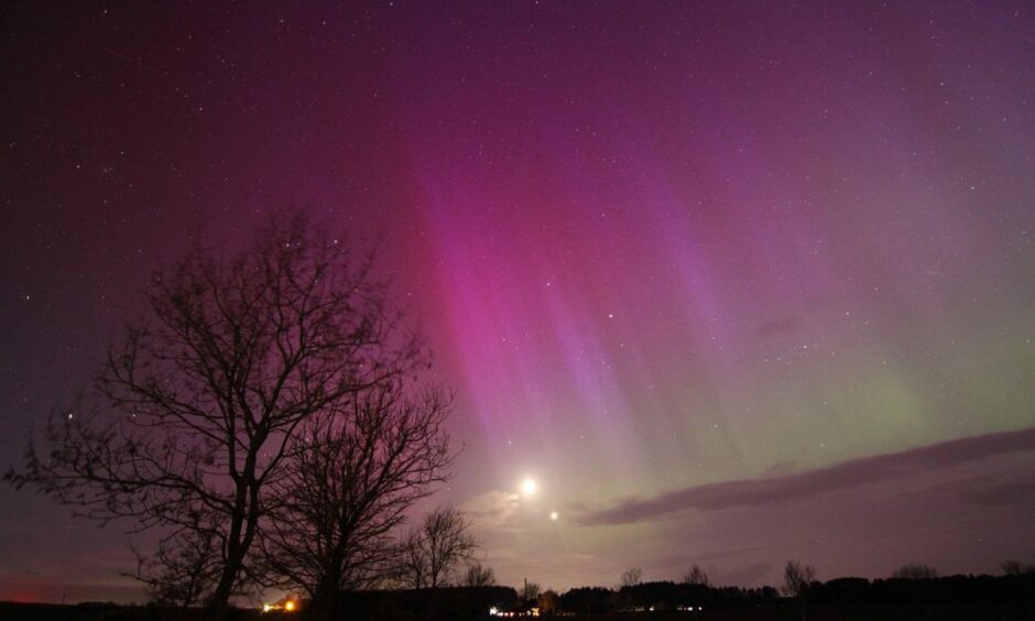 The Northern Lights in Redford near Carmyllie in Angus. 