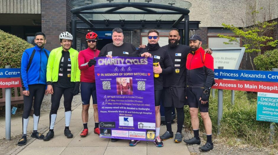 Sophy's husband Kevin, with some of those who cycled on Sunday. 