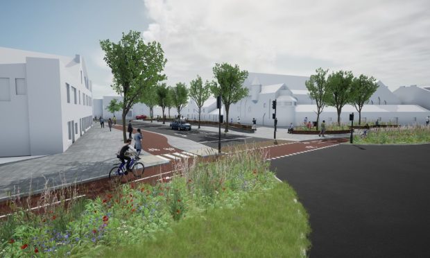 Green space and cycle lanes are a key feature of A Place for Everyone in Arbroath. Image: Angus Council