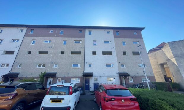 The flat is at Speckled Wood Court in Whitfield. Image: Auction House Scotland