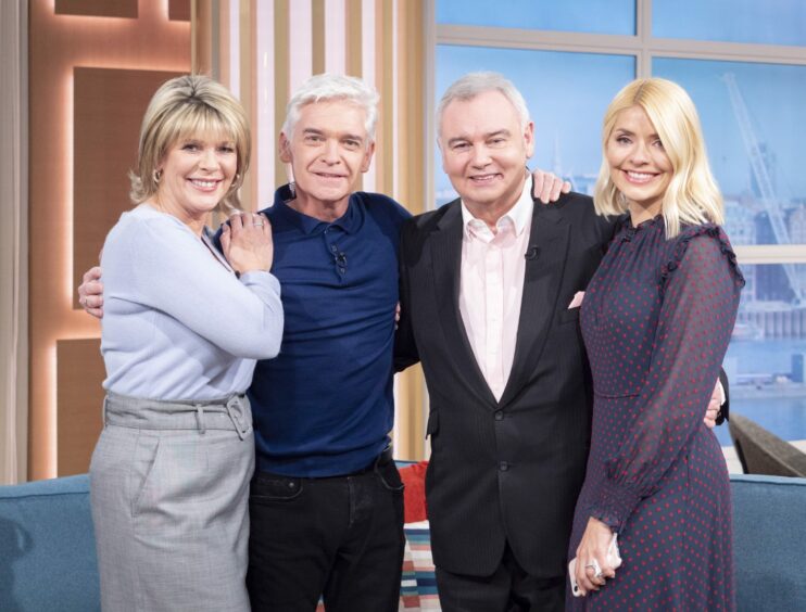 Ruth Langsford, Phillip Schofield, Eamonn Holmes and Holly Willoughby on the ITV This Morning set.