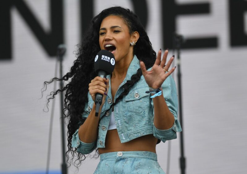 Presenter Vick Hope welcomes the crowd to Radio 1's  Big Weekend.