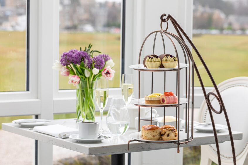 A photo of afternoon tea at the Conservatory at The Old Course Hotel, St Andrews.