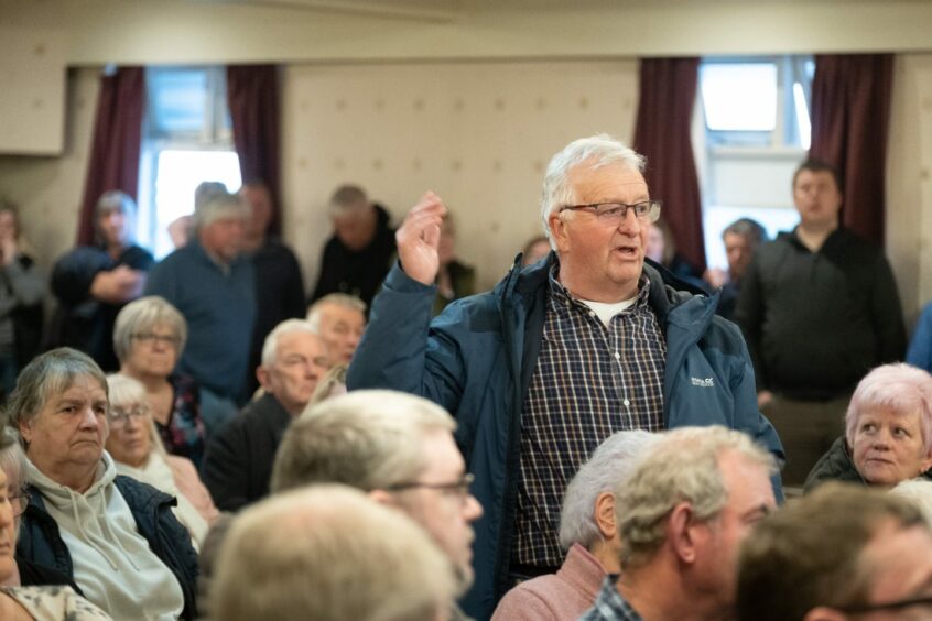Harry Simpson addresses Arbroath RNLI protest meeting.