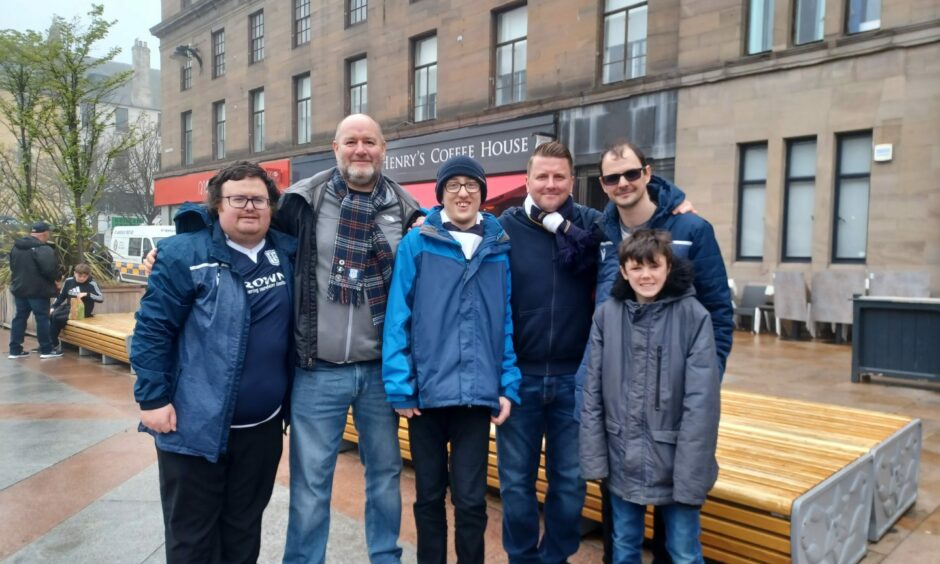 A group of Dundee fans from Fife in City Square