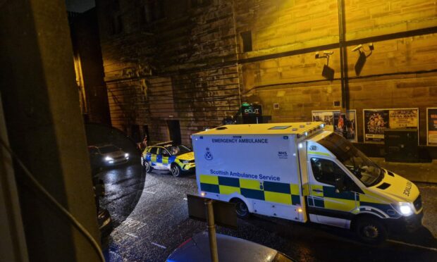 Police and paramedics on St Andrews Street, Dundee.