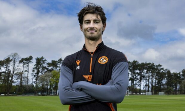 Ian Harkes poses in Dundee United training wear at St Andrews