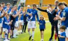 Murray Davidson given a guard of honour by his St Johnstone team-mates.