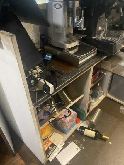 Damage to the till at Meze Grill restaurant in Broughty Ferry
